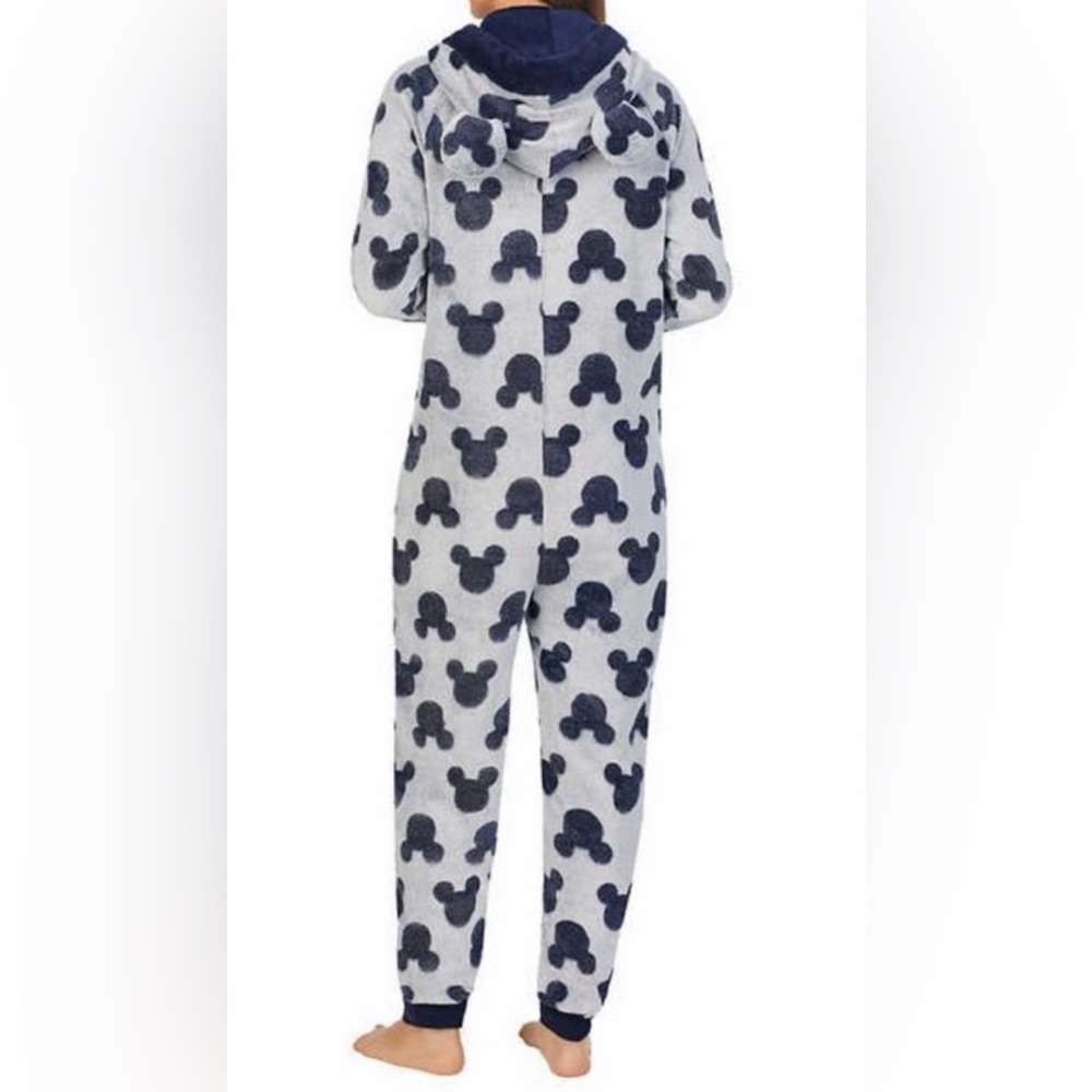 Disney Mickey Mouse Gray Fleece Onesie Pajamas Women’s Medium Cozy Lounge - Picture 2 of 6